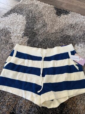 JoyLab Navy & Cream Striped Knit Athletic Shorts